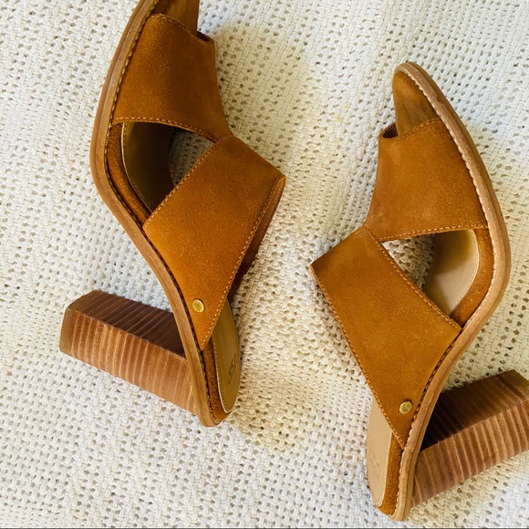 UGG tan suede women’s 8.5 stacked heel Celia mules - Picture 4 of 16